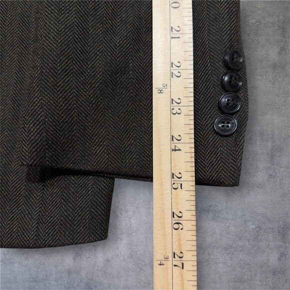 DKNY Mens Blazer Sport Coat Two Button Jacket 40R WOOL  Brown Herringbone Suits - Picture 10 of 16